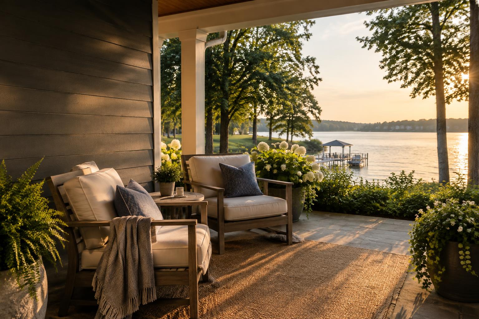 Welcoming porch overlooking Lake Norman
